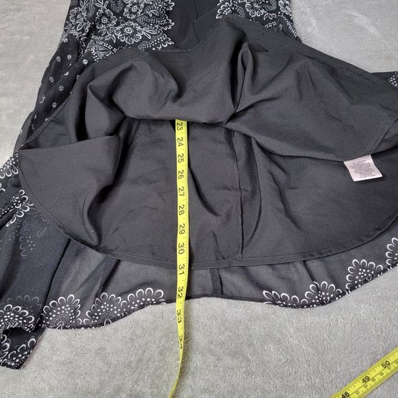 Nanette Lepore Handkerchief‎ Dress Sleeveless Black White V-neck Size 12 Bandana - Picture 8 of 10